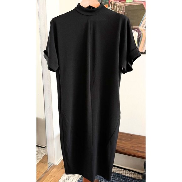 ASOS DESIGN - Short-Sleeve Midi Tunic Dress in Black - Picture 2 of 2